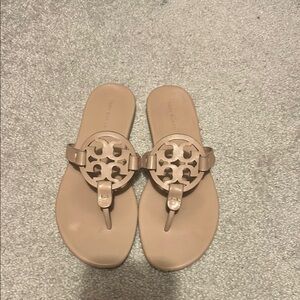 Tory Burch Tan Sandals with Signature Medallion